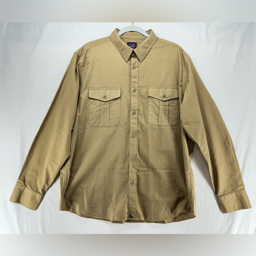 Untuckit Mens Coteaux Button Up Shirt Tan Utility 100% Cotton Size XXL